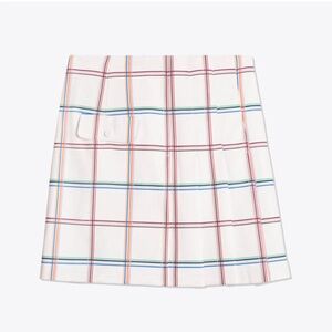 Tory Burch Sport Printed Tech Twill Side-Pleat Golf Skirt Size Large.